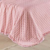Cobre Leito King Micropercal 200 Fios Com Babado Malvinni Rose - 3 Peças - 3