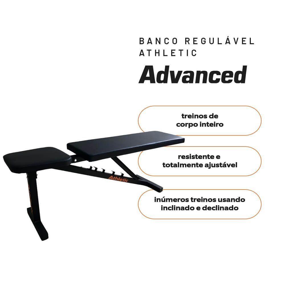 Banco Regulável Athletic Advanced 7 Níveis Reto, Inclinado, Declinado Suporta 110kg Musculação Completa Em Casa - 2