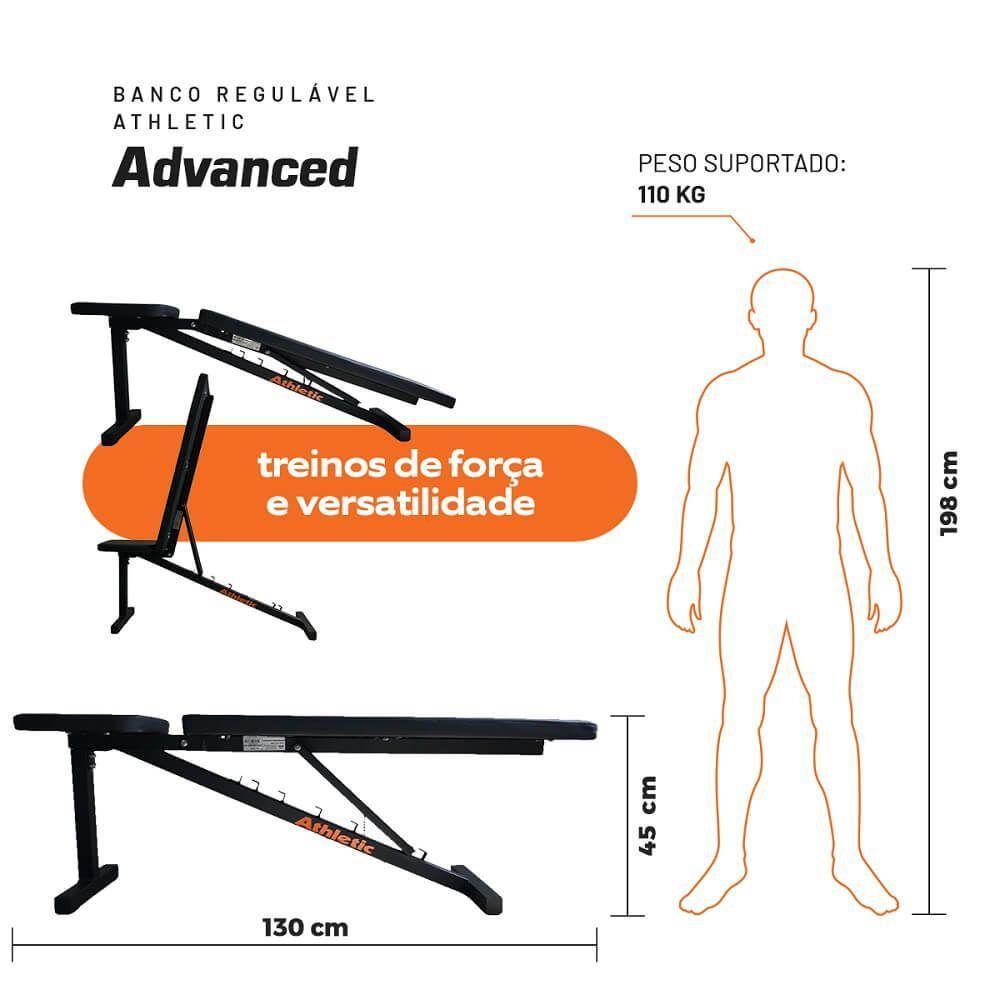 Banco Regulável Athletic Advanced 7 Níveis Reto, Inclinado, Declinado Suporta 110kg Musculação Completa Em Casa - 3