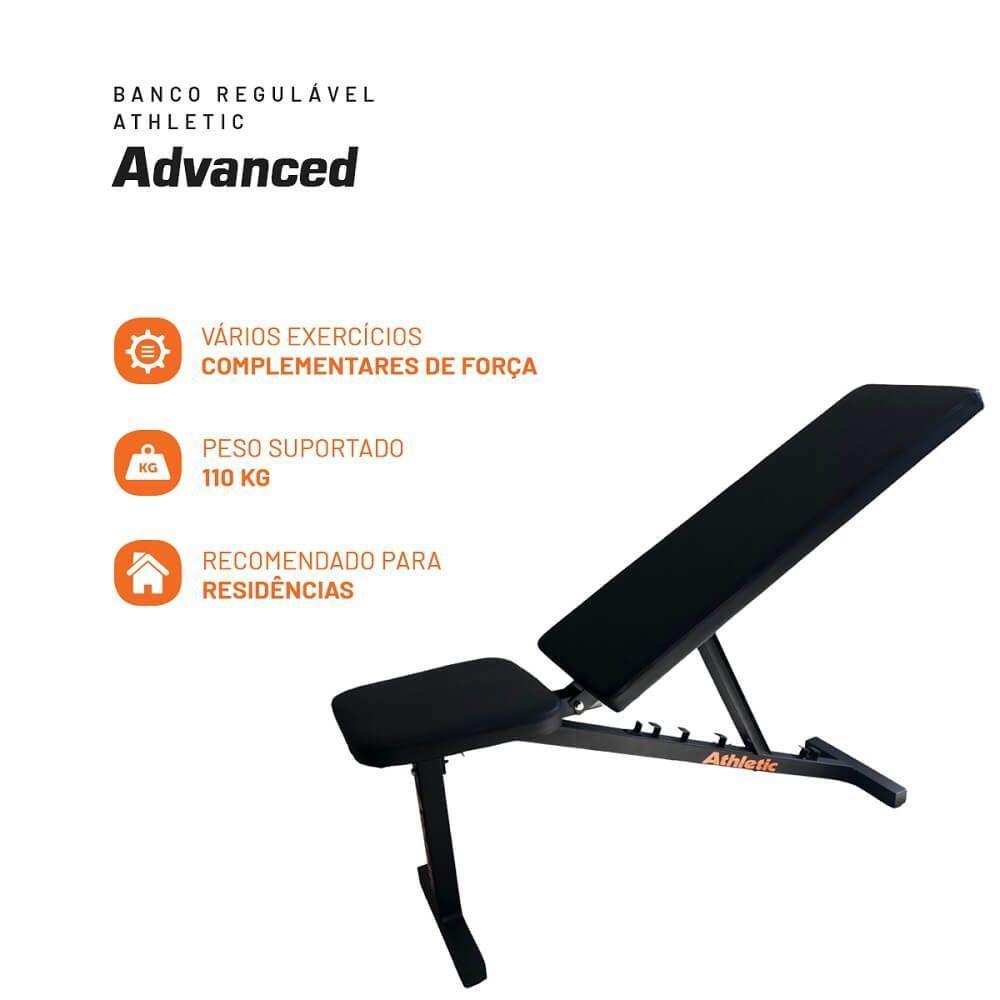 Banco Regulável Athletic Advanced 7 Níveis Reto, Inclinado, Declinado Suporta 110kg Musculação Completa Em Casa - 4