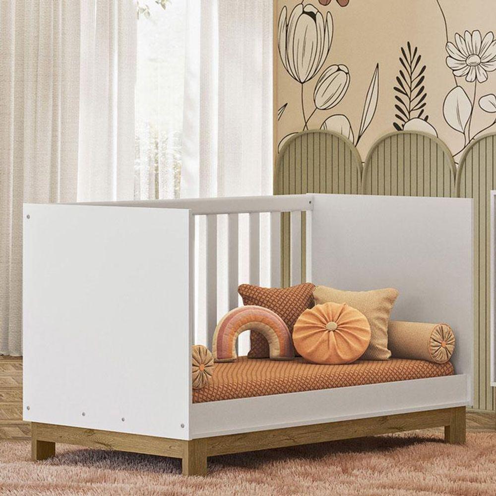 Berço Americano Mini Cama 4315 E Guarda Roupa Com Cômoda 4970 Q Encanto Slim Branco Acetinado Com Colchão Tend Tudo - 3