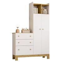 Berço Americano Mini Cama 4300 Fantasia E Guarda Roupa Com Cômoda 4970 Q Encanto Slim Branco Acetinado Com Colchão - 2