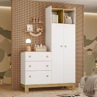 Berço Americano Infantil Mini Cama 4315 E Guarda Roupa Com Cômoda 4970 Q Encanto Slim Branco Acetinado – Qmovi - 6