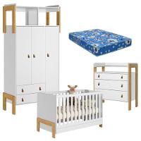 Quarto De Bebê Fantasia Branco Acetinado Com Colchão Tend Tudo – Qmovi - 1
