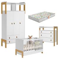 Quarto De Bebê Fantasia Branco Acetinado Com Colchão Gazin – Qmovi - 1