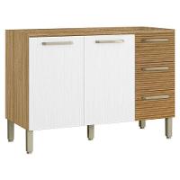 Balcão De Pia Ametista 2 Portas 3 Gavetas 120 Cm Freijó Supremo Ripado - Kits Paraná - 1