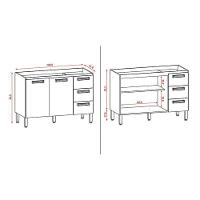 Balcão De Pia Ametista 2 Portas 3 Gavetas 120 Cm Freijó Supremo Ripado - Kits Paraná - 2