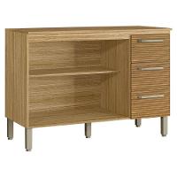 Balcão De Pia Ametista 2 Portas 3 Gavetas 120 Cm Freijó Supremo Ripado - Kits Paraná - 3