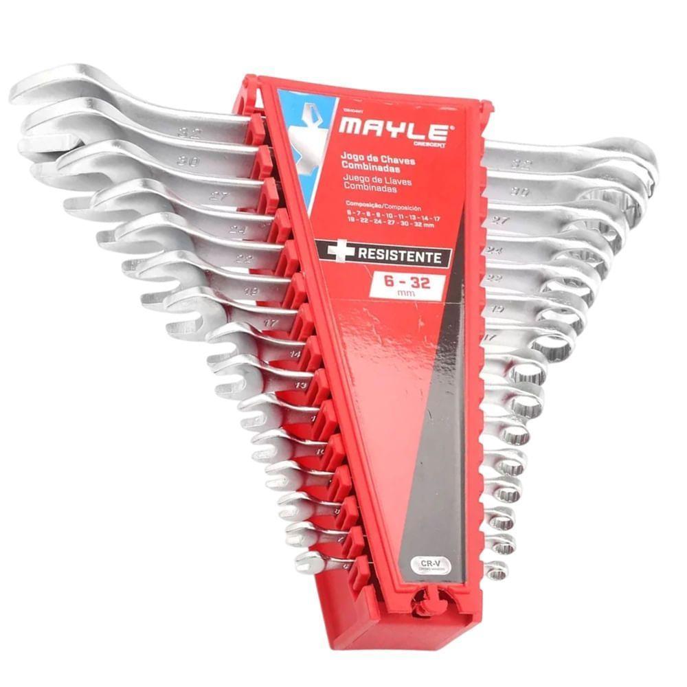 Jogo De Chave Combinada De 6 A 32mm Com 15 Peças - 102404 - Mayle Jg. Chave Comb 6 A 32mm 15pcs Mayle - 1