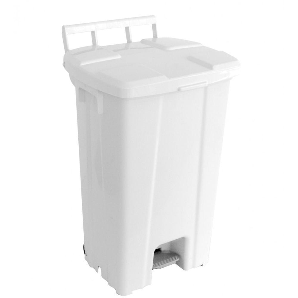 Lixeira De Plástico Branca Quadrada Com Pedal 100 Litros - P100b - Jsn - 1