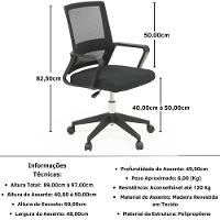 Cadeira De Escritório Premium Giratória Com Regulagem De Altura - Preto - 5