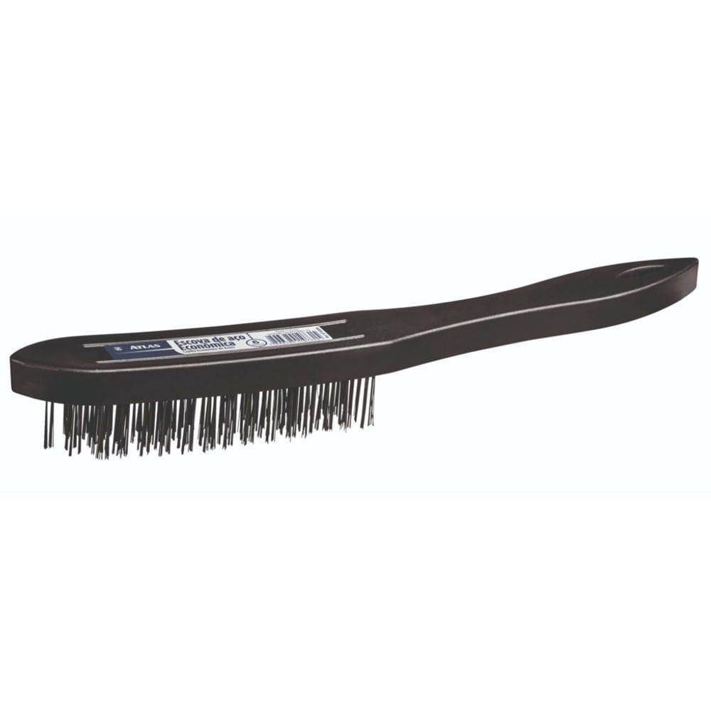 Escova De Aço Econômica Com Cabo De 6 Fileiras - At1820-6 - Pinceis Atlas - 1