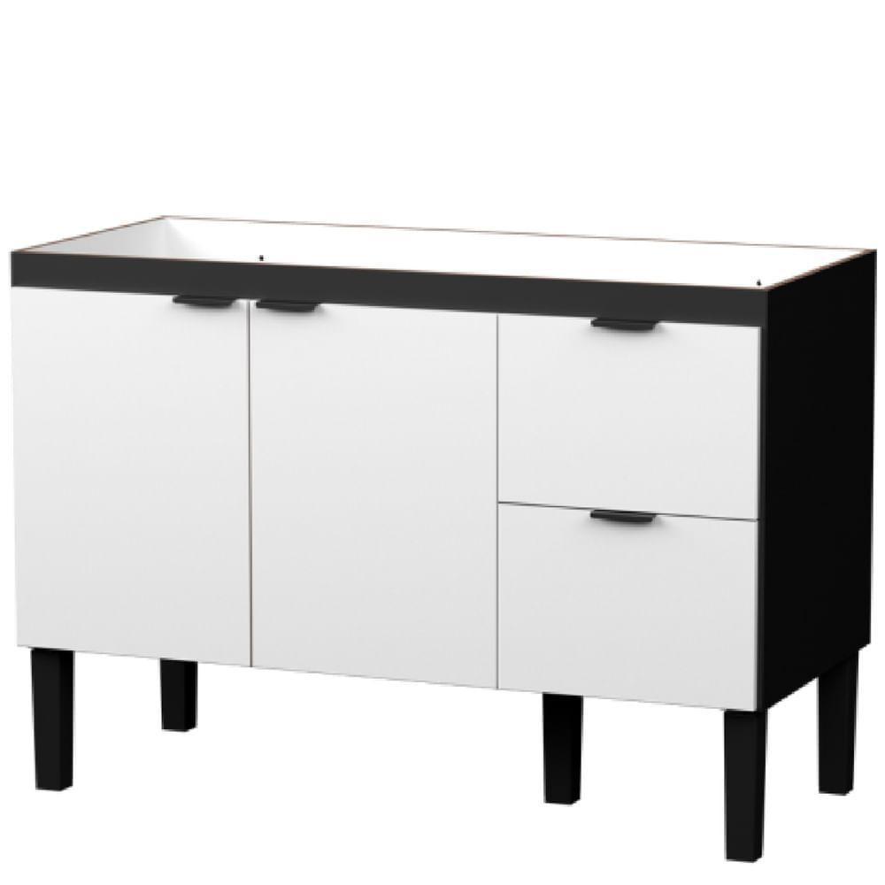 Gabinete Em Madeira Colibri Branco E Preto Para Pias De 1,20 Metro Com 2 Portas E 2 Gavetas - P101145 - Cozimax - 1