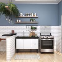 Gabinete Em Madeira Colibri Branco E Preto Para Pias De 1,20 Metro Com 2 Portas E 2 Gavetas - P101145 - Cozimax - 2