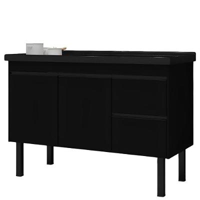 Gabinete Preto Para Cozinha Color Em Madeira Mdf De 1,14 Metros Para Pias De 1,20 Metros - 275 - Primatto