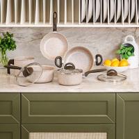 Conjunto De Panelas De Alumínio Antiaderente Com 5 Peças Ceramic Life Suprema Vanilla - 7244-100 - - Brinox - 2