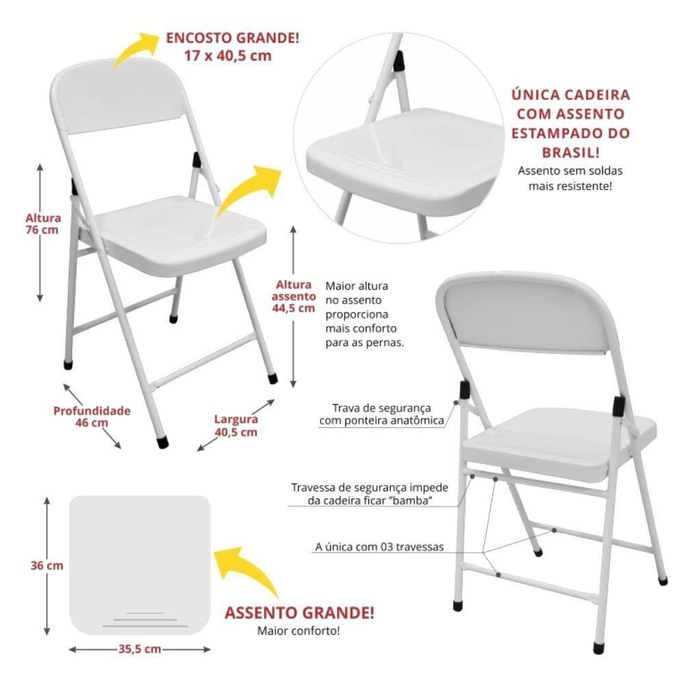 Cadeira De Aço Dobrável Branca - 10.403.01 - Açomix - 4
