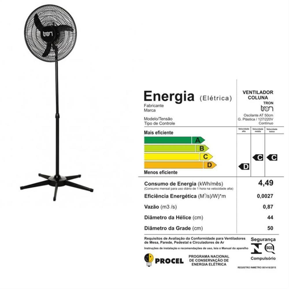 Ventilador Oscilante Pedestal Bivolt 50cm Pp Preto - 51010489 - Tron Ventilador C-pedestal Pp 50cm Biv.preto - 2