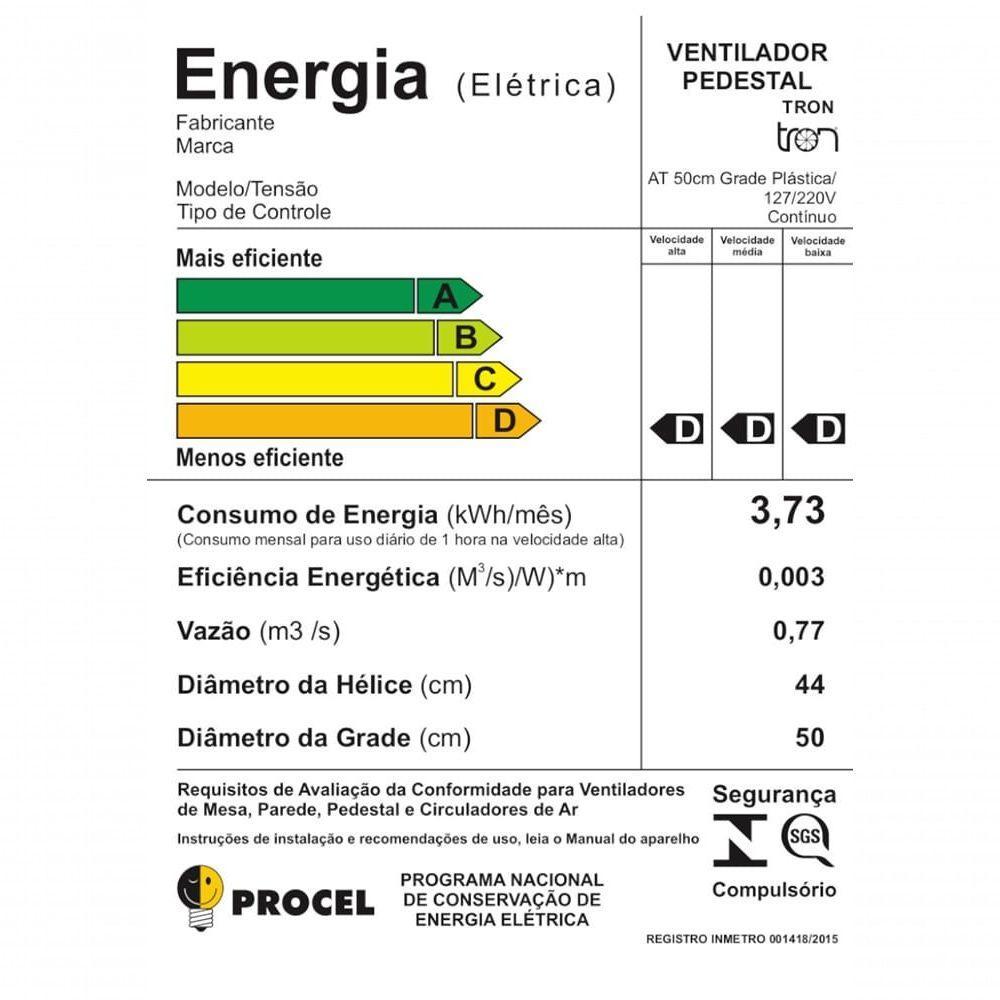 Ventilador Oscilante Pedestal Bivolt 50cm Pp Preto - 51010489 - Tron Ventilador C-pedestal Pp 50cm Biv.preto - 3