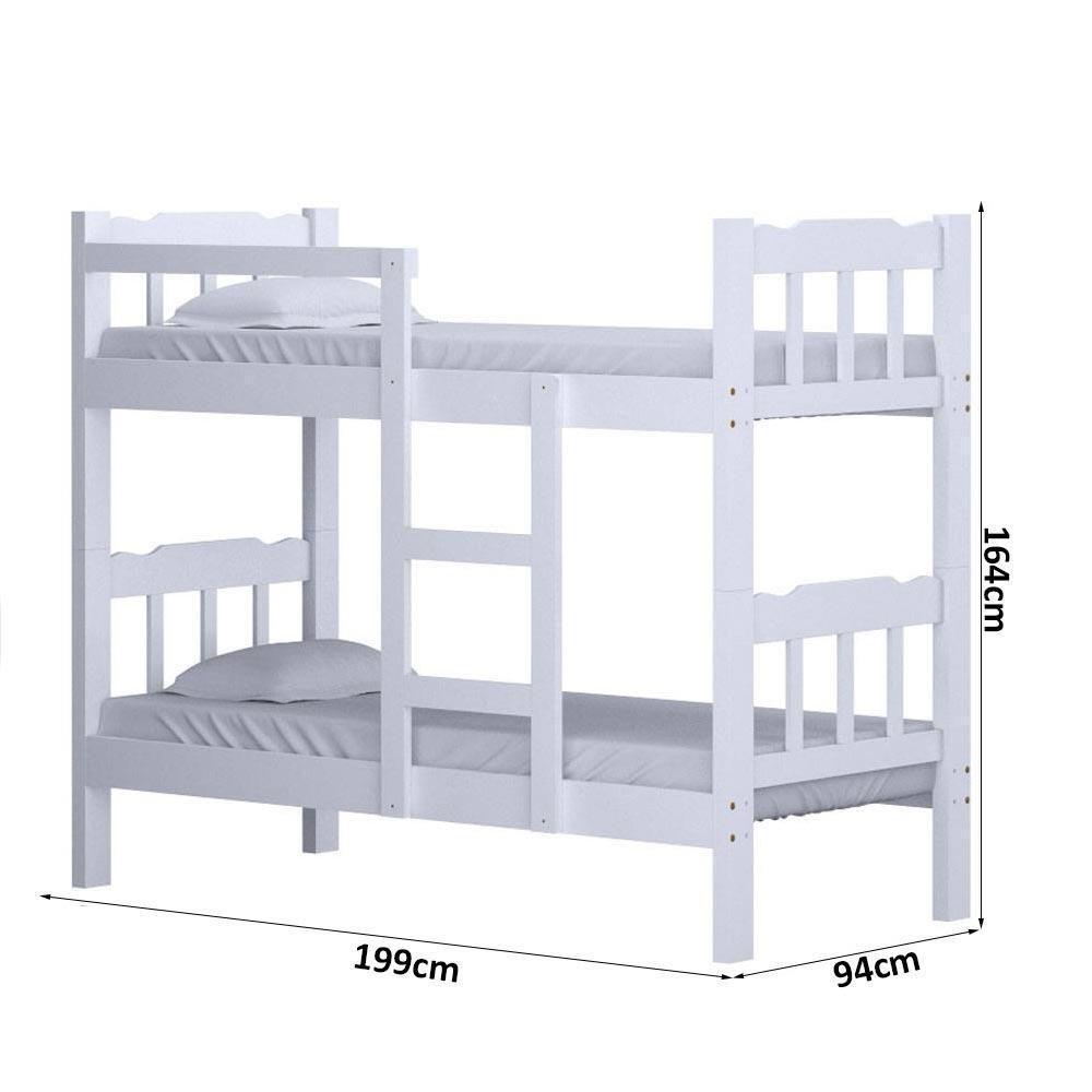 Beliche Solteiro De Madeira Maciça Com Escada Resistente Branco - 6