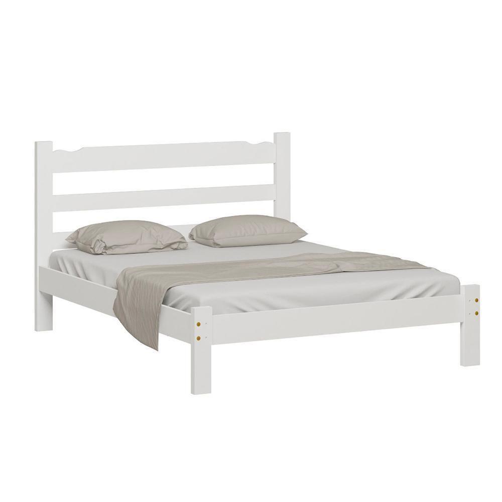 Cama Casal Queen Quarto Madeira Maciça Esmeralda Branco - 2
