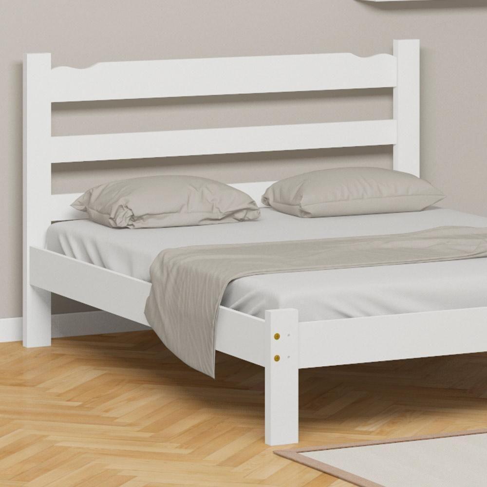 Cama Casal Queen Quarto Madeira Maciça Esmeralda Branco - 3