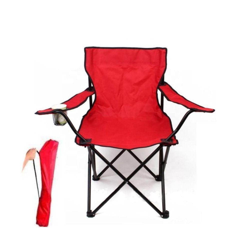 Cadeira Camping Dobrável Com Bolsa Porta Copo 95kg Vermelha - 1