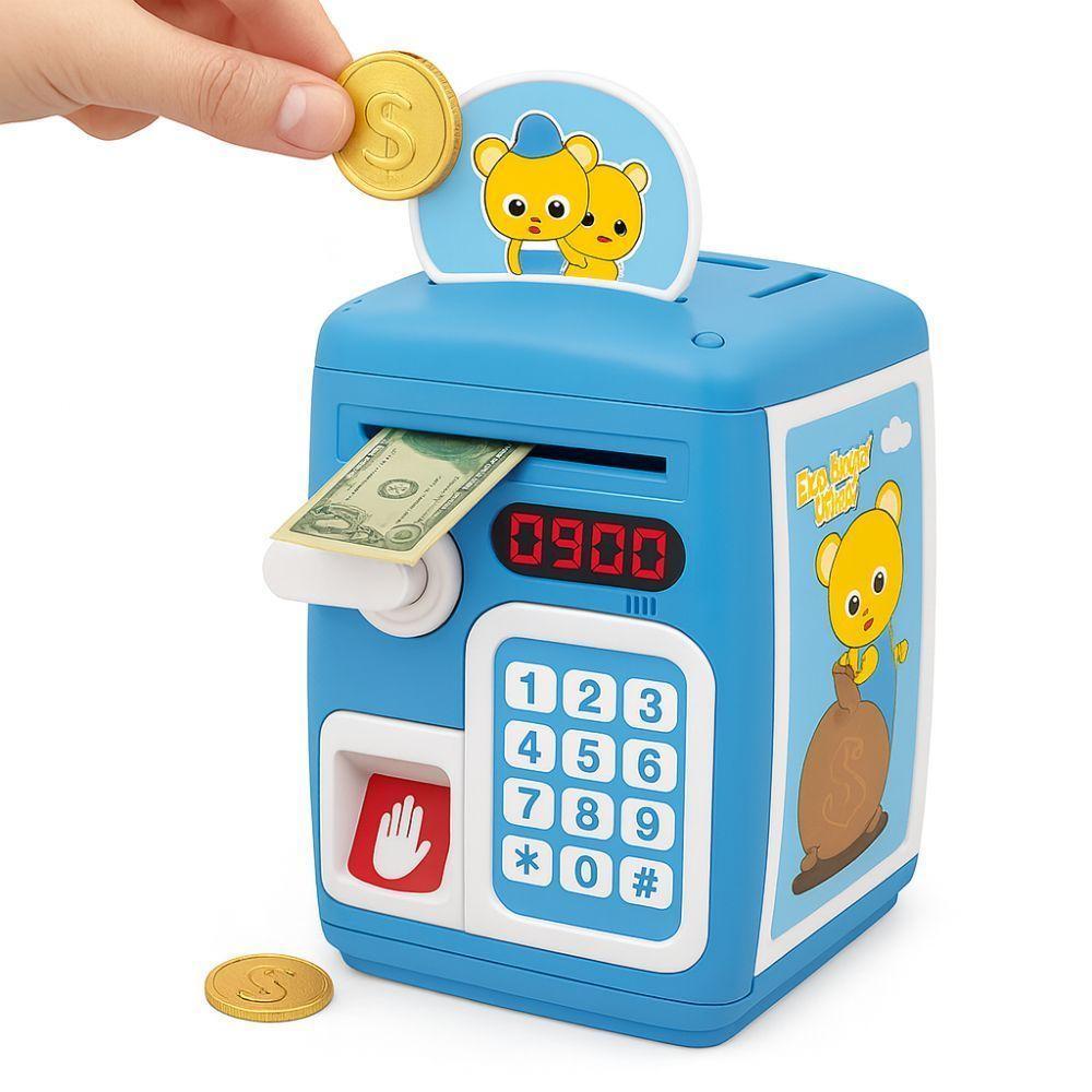 Cofre Digital Infantil Senha Puxador Automático Notas Moedas - 2