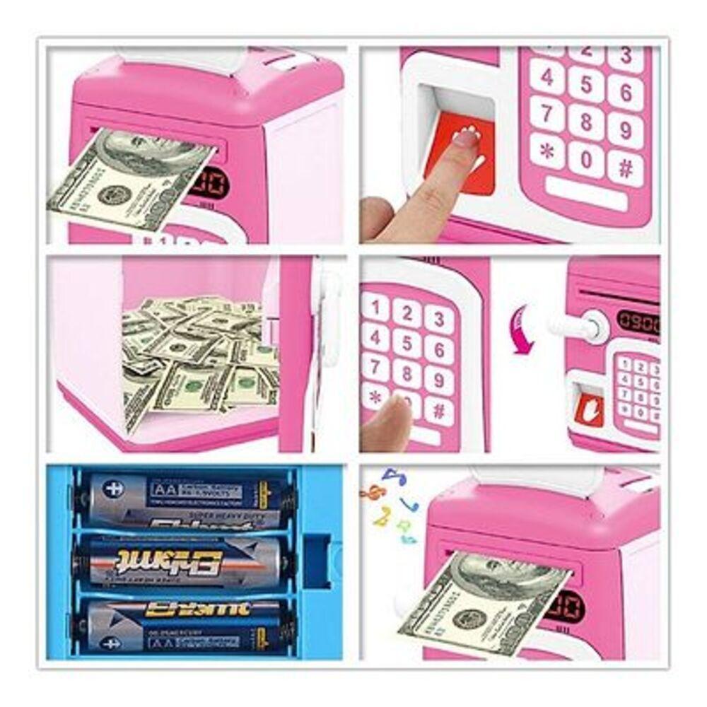 Cofre Digital Infantil Senha Puxador Automático Notas Moedas - 7
