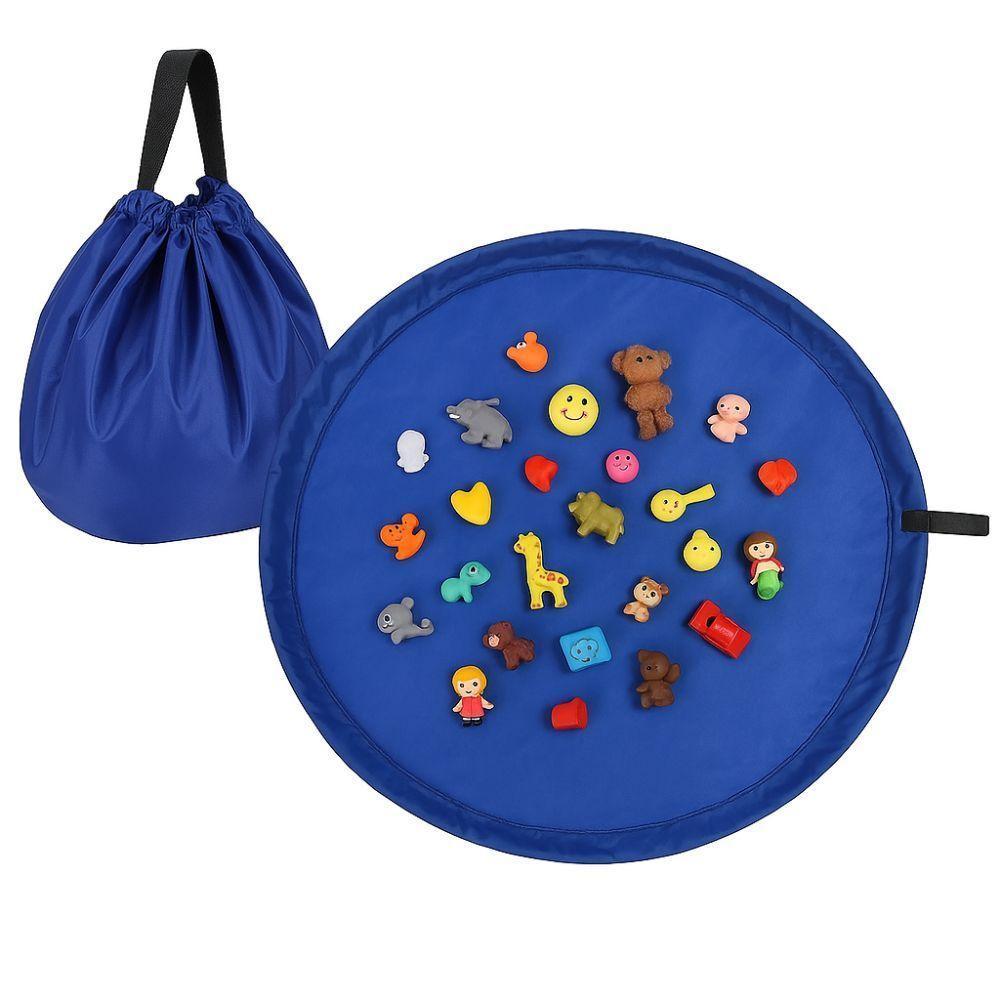 Saco Organizador Brinquedos Redondo Azul Tapete De Brincar - 1