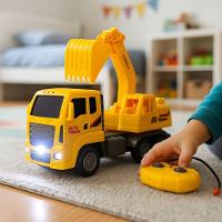 Trator Caminhão Escavadeira Carrinho Controle Infantil Luz - 2