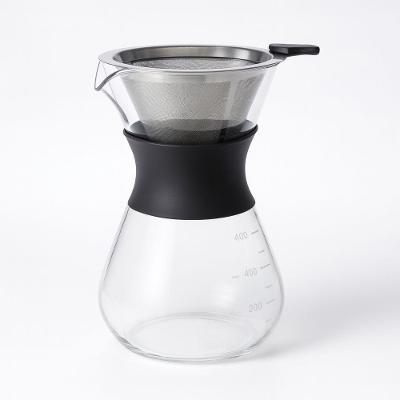 Cafeteira Vidro Borossilicato 400ml Filtro Aço Inox Silicone