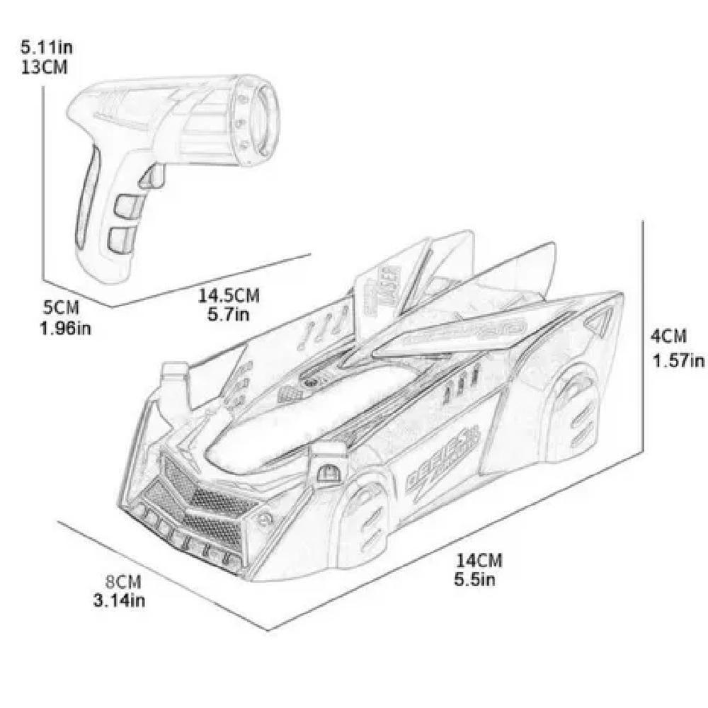 Carro Controle Remoto Gravidade Zero Escala Parede Teto Usb - 9