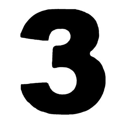 Número 3 Em Acm Preto 185mm - 685-3 - Numeral