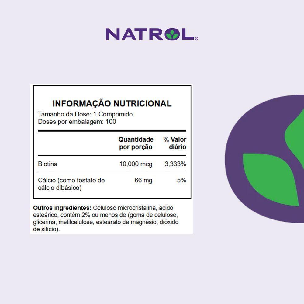 Biotina 10.000mcg 60 Tabletes Morango Natrol - 3