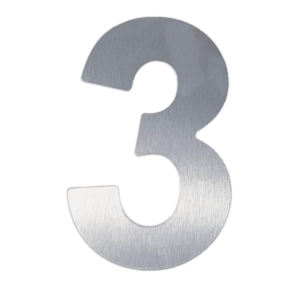 Número 3 Em Acm Aço Escovado 125mm - 400-3 - Numeral - 1