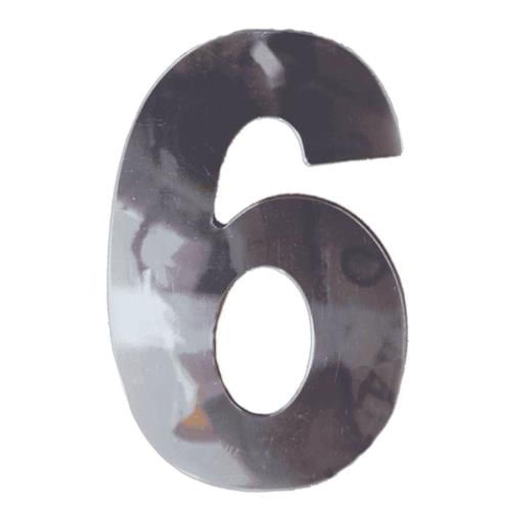 Número 6 Em Acm Espelhado 60mm - 360-6 - Numeral - 1
