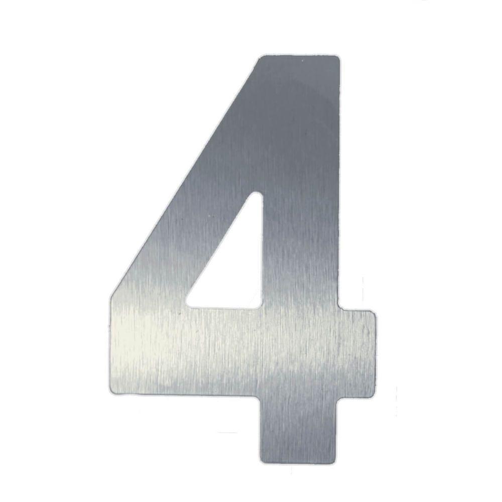 Número 4 Em Acm Aço Escovado 125mm - 400-4 - Numeral - 1