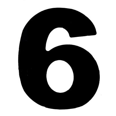 Número 6 Em Acm Preto 125mm - 600-6 - Numeral