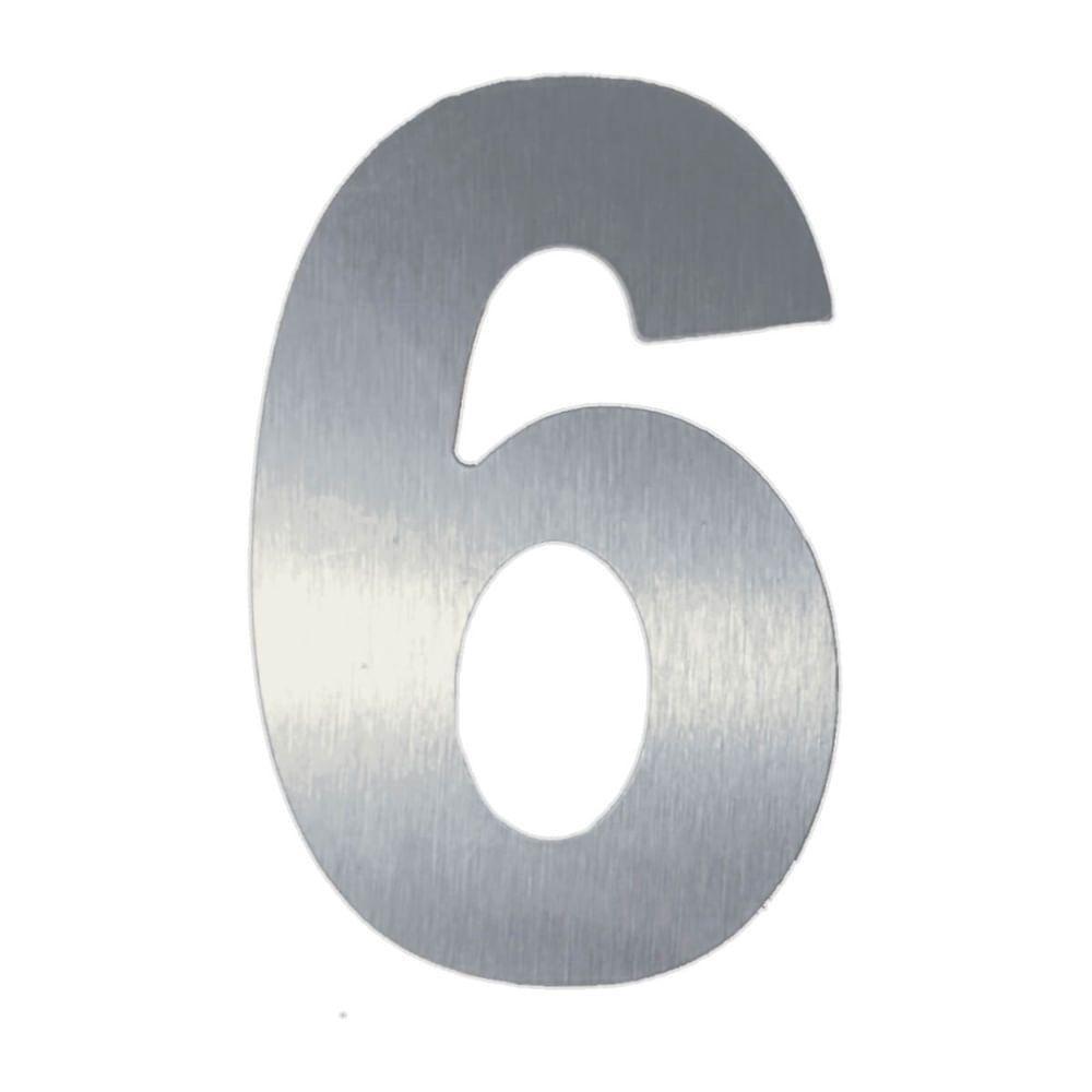 Número 6 Em Acm Aço Escovado 125mm - 400-6 - Numeral - 1
