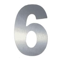 Número 6 Em Acm Aço Escovado 125mm - 400-6 - Numeral - 1