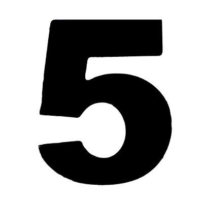 Número 5 Em Acm Preto 185mm - 685-5 - Numeral