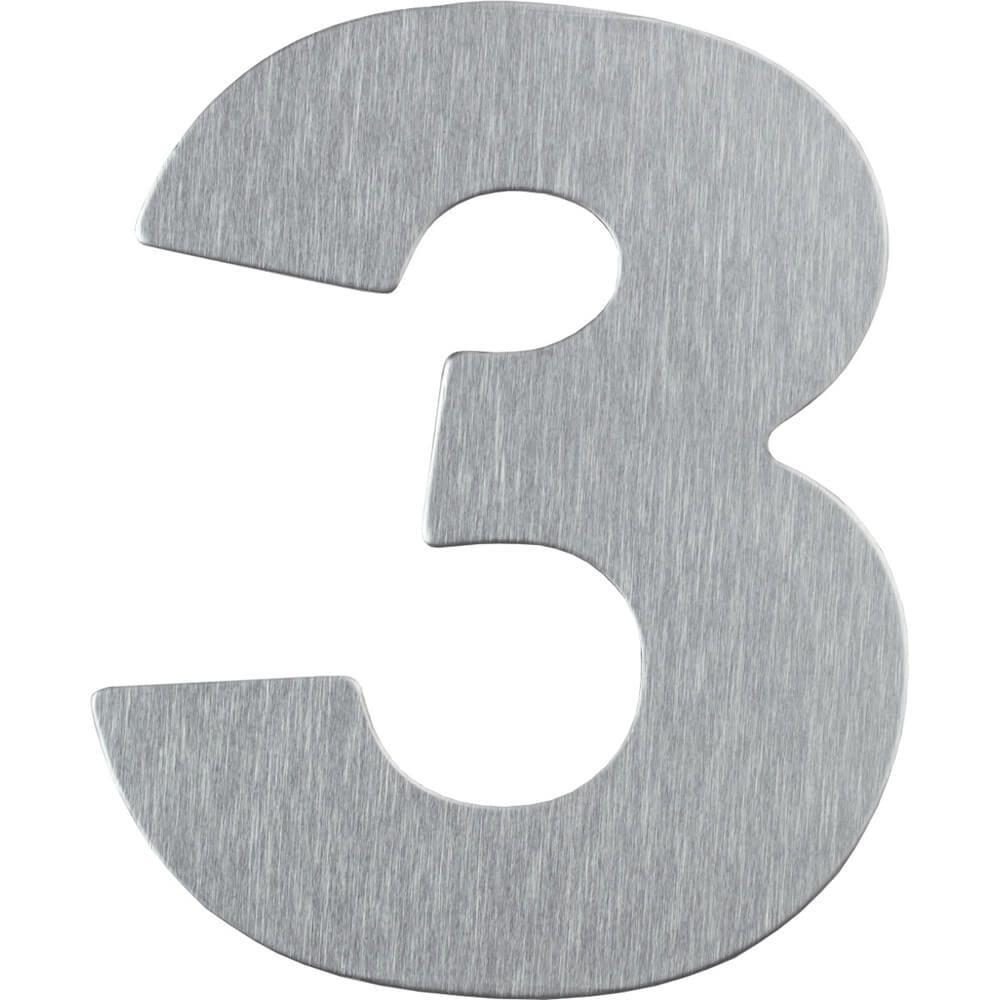 Número Residencial Em Alumínio Composto Escovado 125mm Nº 3 - Pr3001-3 - Pincéis Atlas - 1