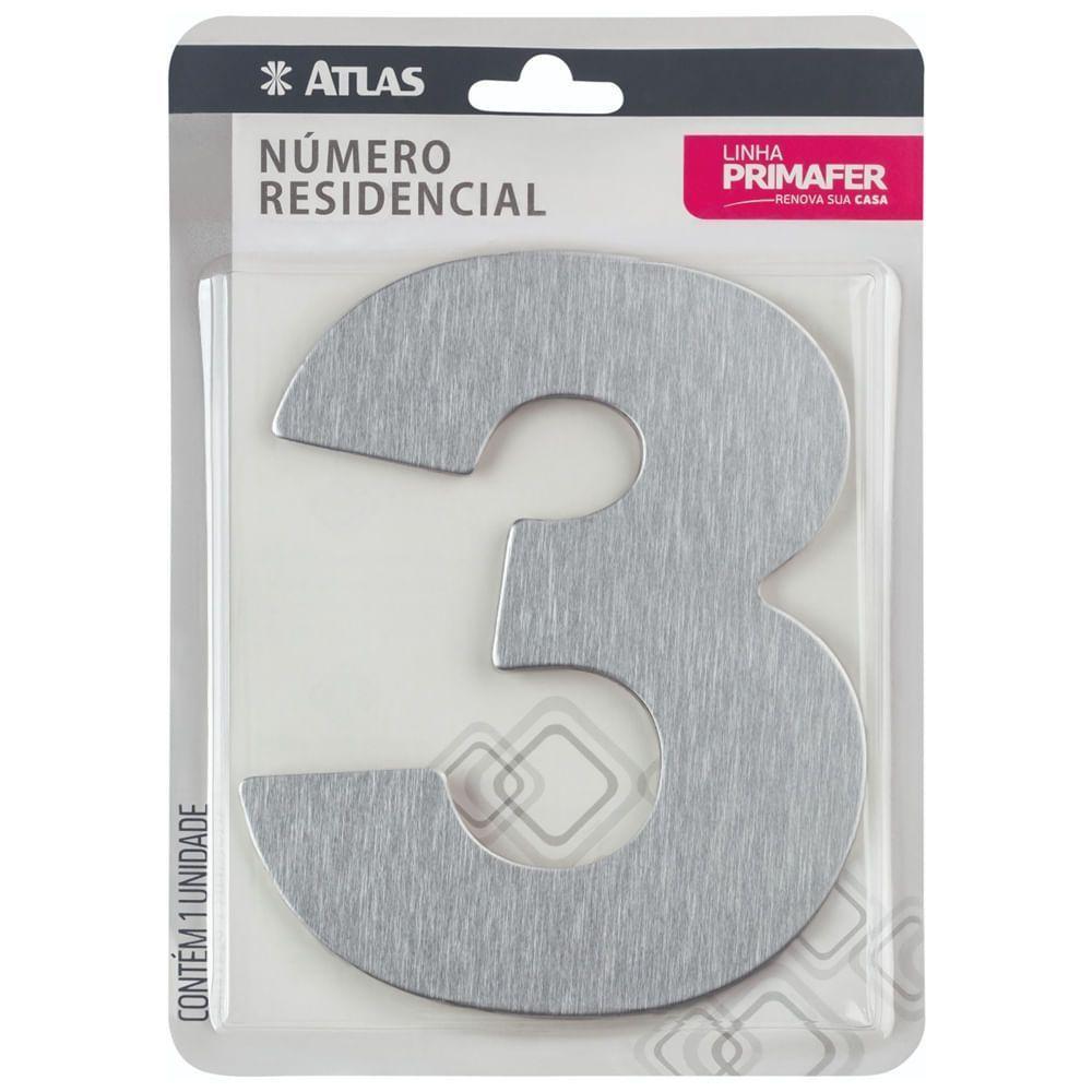 Número Residencial Em Alumínio Composto Escovado 125mm Nº 3 - Pr3001-3 - Pincéis Atlas - 2