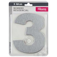 Número Residencial Em Alumínio Composto Escovado 125mm Nº 3 - Pr3001-3 - Pincéis Atlas - 2