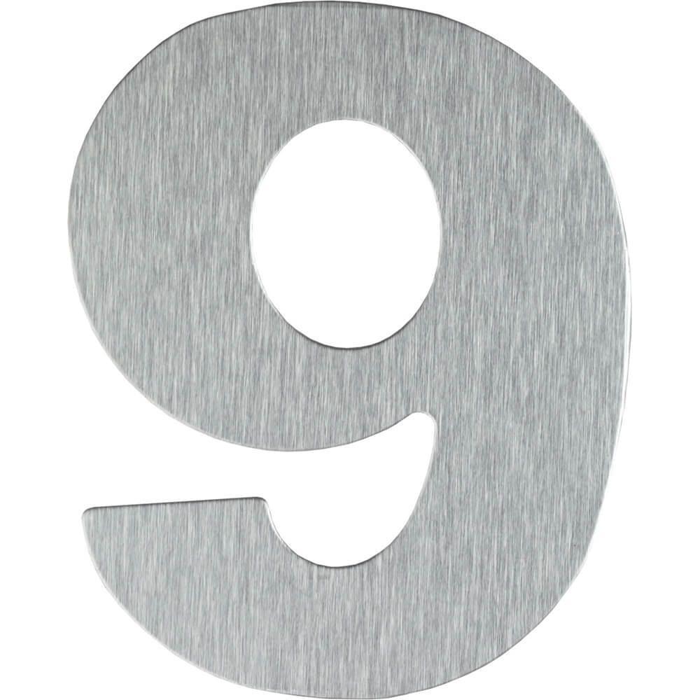 Número Residencial Em Alumínio Composto Escovado 125mm Nº 9 - Pr3001-9 - Pincéis Atlas - 1