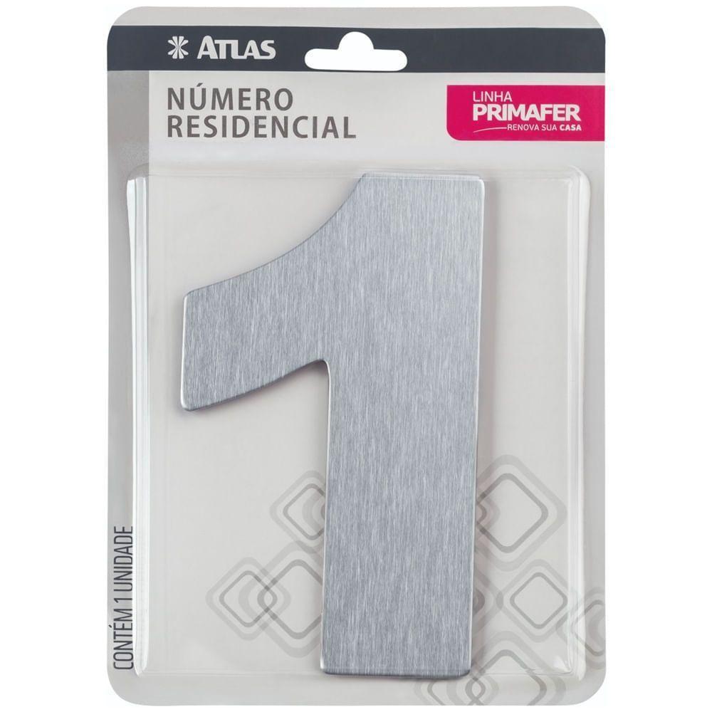 Número Residencial Em Alumínio Composto Escovado 125mm Nº 1 - Pr3001-1 - Pincéis Atlas - 2