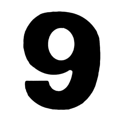 Número 9 Em Acm Preto 125mm - 600-9 - Numeral