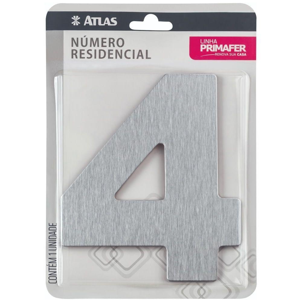 Número Residencial Em Alumínio Composto Escovado 125mm Nº 4 - Pr3001-4 - Pincéis Atlas - 2