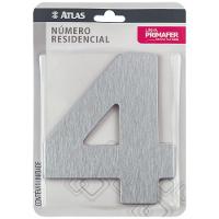 Número Residencial Em Alumínio Composto Escovado 125mm Nº 4 - Pr3001-4 - Pincéis Atlas - 2